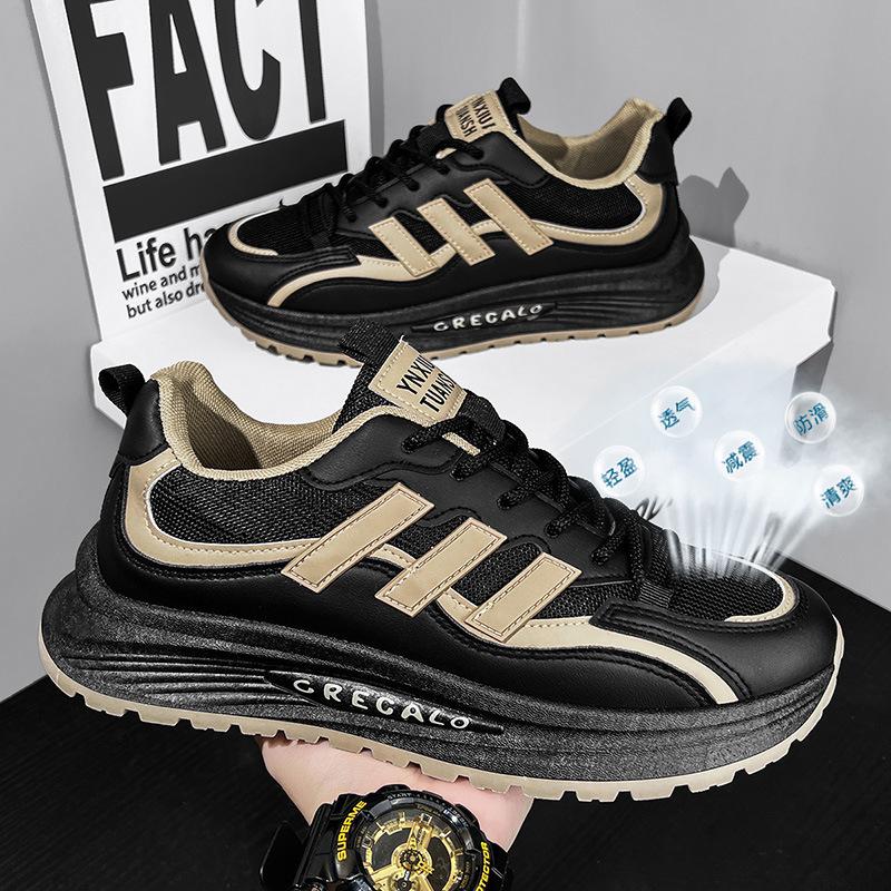 Spring Trendy Brand Designer High-end Mesh Casual Sports Shoes Men's Versatile Thick-soled Heightening Dad Shoes