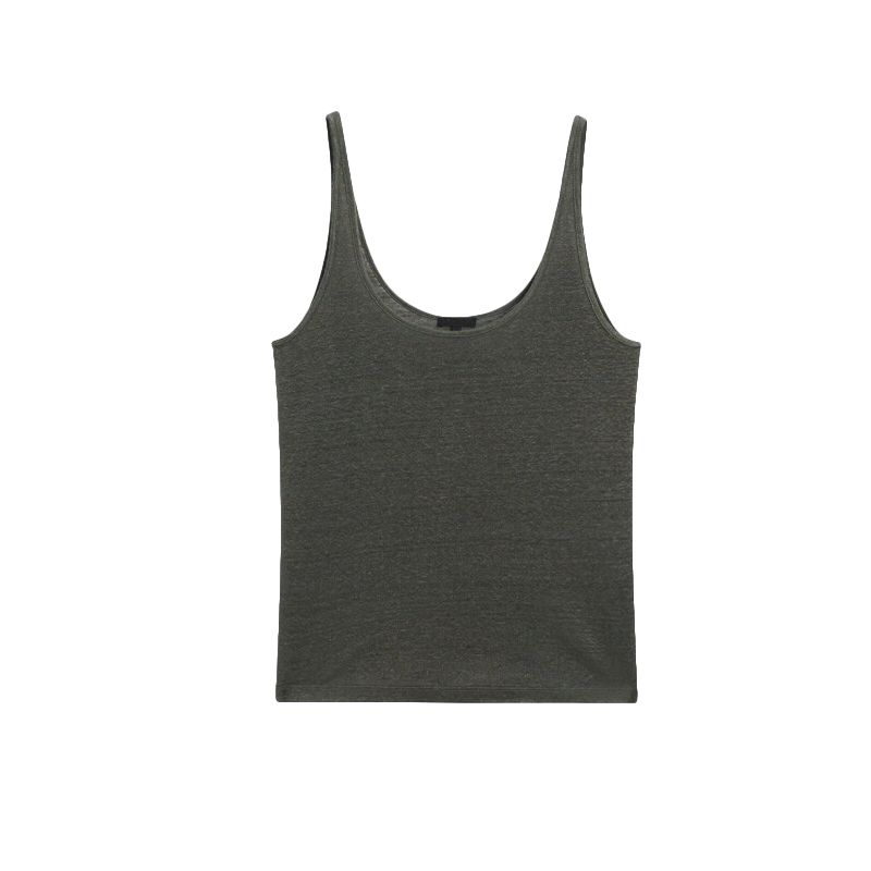 Spring New American Casual Basic Solid Lightweight Linen Blend Sling Sleeveless T-shirt 6219937