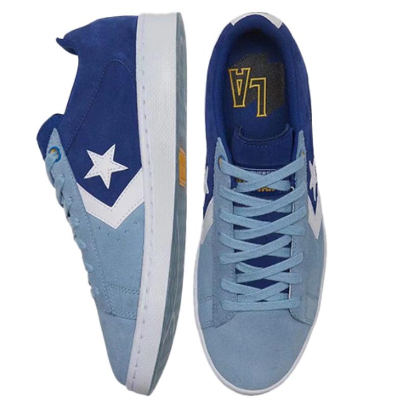 Converse Cons Pro Leather Color-blocking Casual Enveloping Low-Top Board Shoes Unisex Light Blue