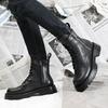 Autumn Winter Shoes Men Leather Snow Boots Thick Sole Non-slip Warm Plush Cold Winter Military Male Ankle Botas Black