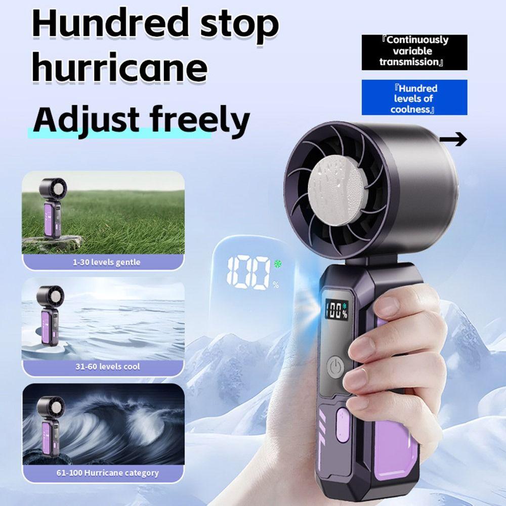 

Power Bank Portable Handheld Fan 100 Wind Speeds Turbine Violent Fan Study фіолетовий