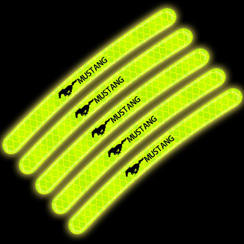 Car Wheel Hub Reflective Sticker Tire Rim Reflective Strips For Ford Mustang F10 Zapatillas Miniatura Gt Shelby 2005 2015 Mujer 2012 Kuga