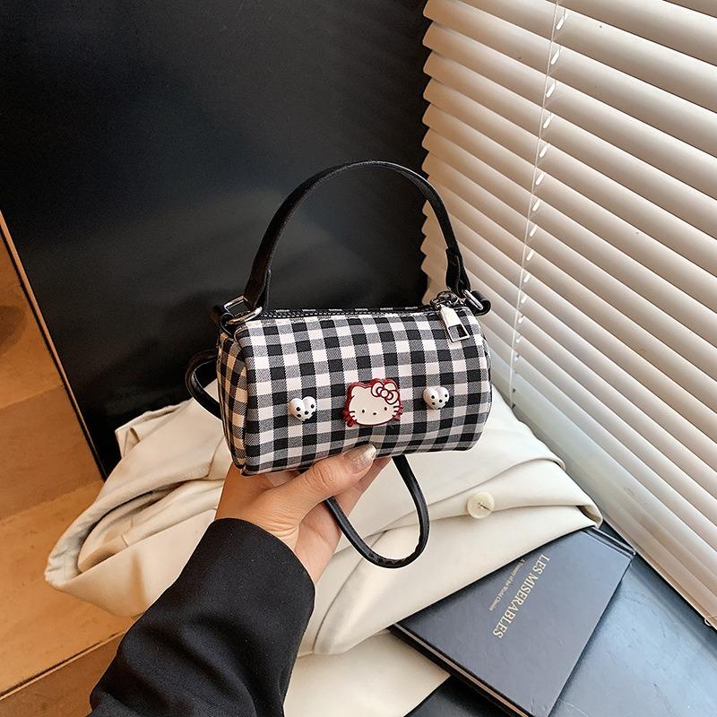 Red Female Cute Fashion Versatile High-end Bag Niche Design Plaid Handbag Student Messenger Bag