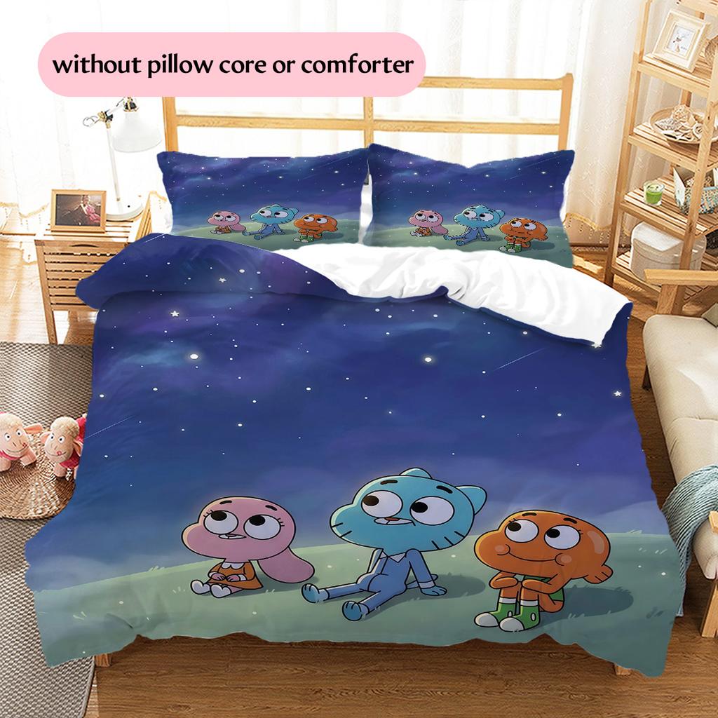 The Amazing World of Gumball Pattern Bedding Quilt Set Home Decoration Gift (1 * duvet cover + 2 * pillowcase without core)