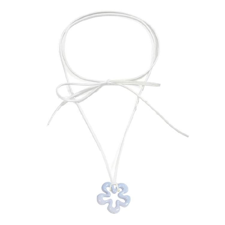 Lace up Collar Necklace Gradient Hollow Flower Pendant Necklace Choker Jewelry 1 синий