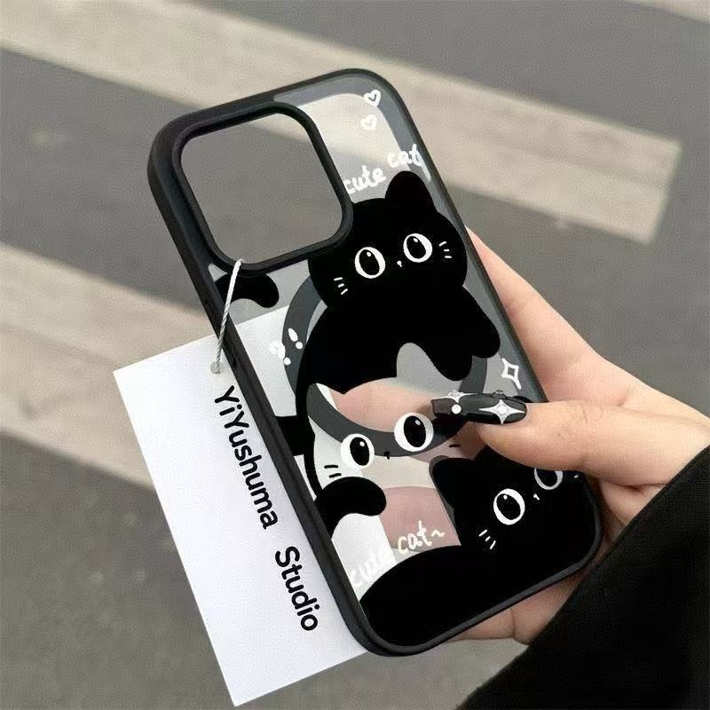Applicable to Apple 11Pro mobile phone case iPhone11 acrylic cute 11Pro personality 11 niche black and white stacked cat