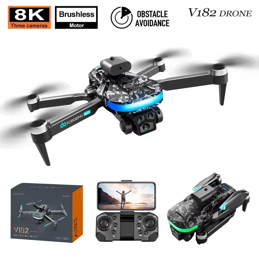 Novo LYZRC UAV V182 Brushless ESC Dual Camera Quadcopter Brushless Aerial Photography Obstacle Avoidance Controle Remoto Brinquedo Posicionamento de Fluxo Óptico