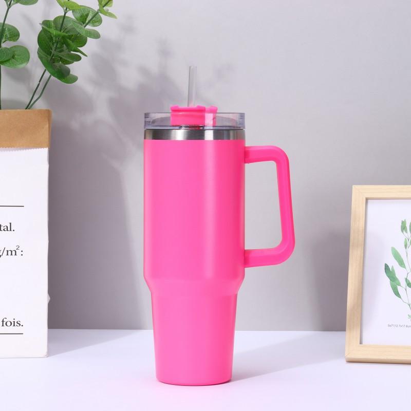 40oz Large Capacity Insulated Travel Mug With Handle Straw 304 Stainless Steel Vacuum Thermos Car Office Outdoor Use