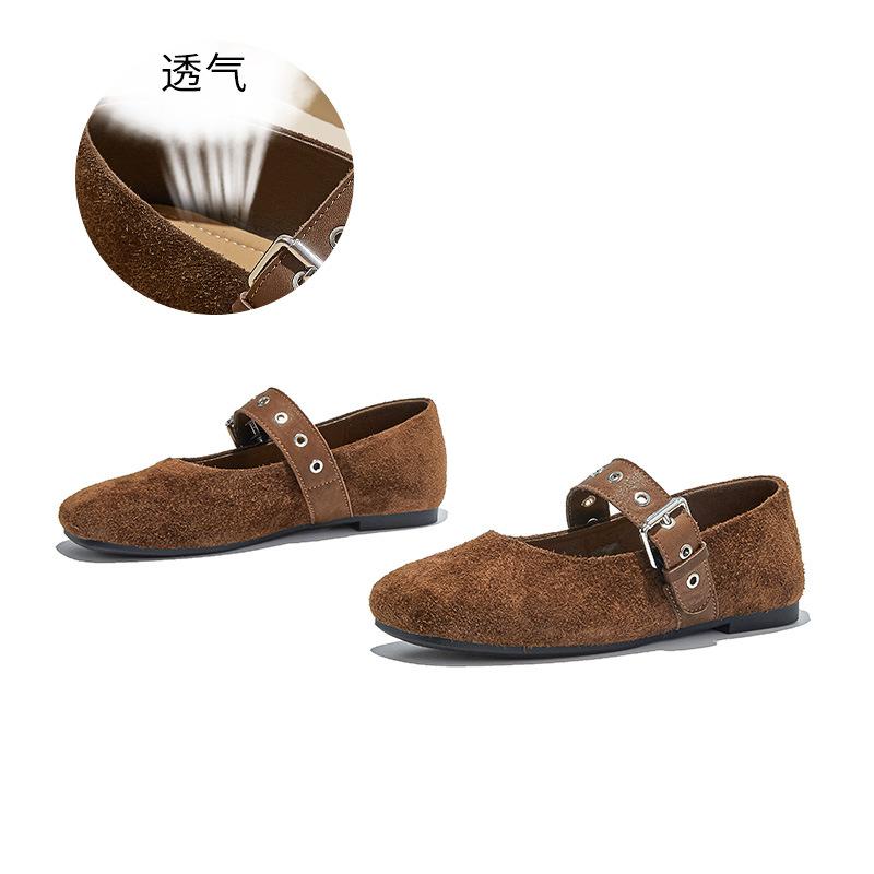 First layer sheepskin insole shallow mouth Mary Jane shoes women's 2025 autumn new models not tired feet fashion single shoes ballet women's shoes