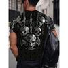T-Shirt Men Punk Skull Digital 3D Prints Summer Casual Crew Neck Short Sleeves T-Shirt Harajuku Street Men's Clothing