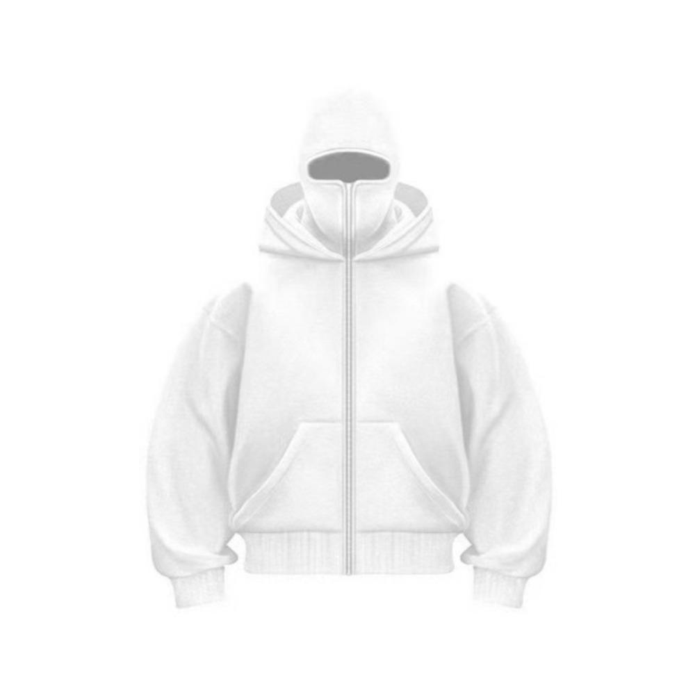 Men's Double Hat Fleece Sweater Hoodie, Solid Color Pullover, Solid Color Hoodie with Zippered Front for Daily Wear (Autumn/Winter)