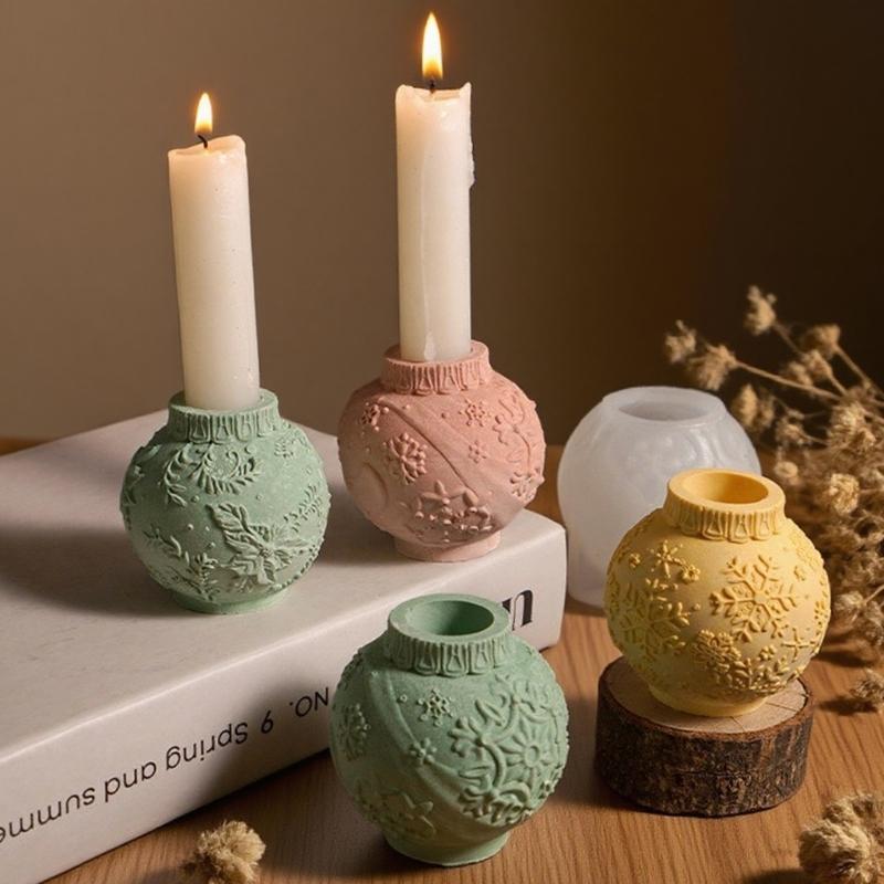 Schneeflockengeprägte Kugel Silikon Kerzenständerformen zur Herstellung von Kerzenhaltern Seife Feiertagsdekoration Epoxidharz