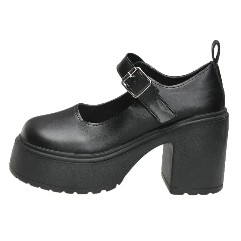 Fashion Mary Jane Shoes 2025 Fashion Light Women's Shoes Buckle Strap High Heels Fashion Shallow Office and Career Plus Size Black Heels