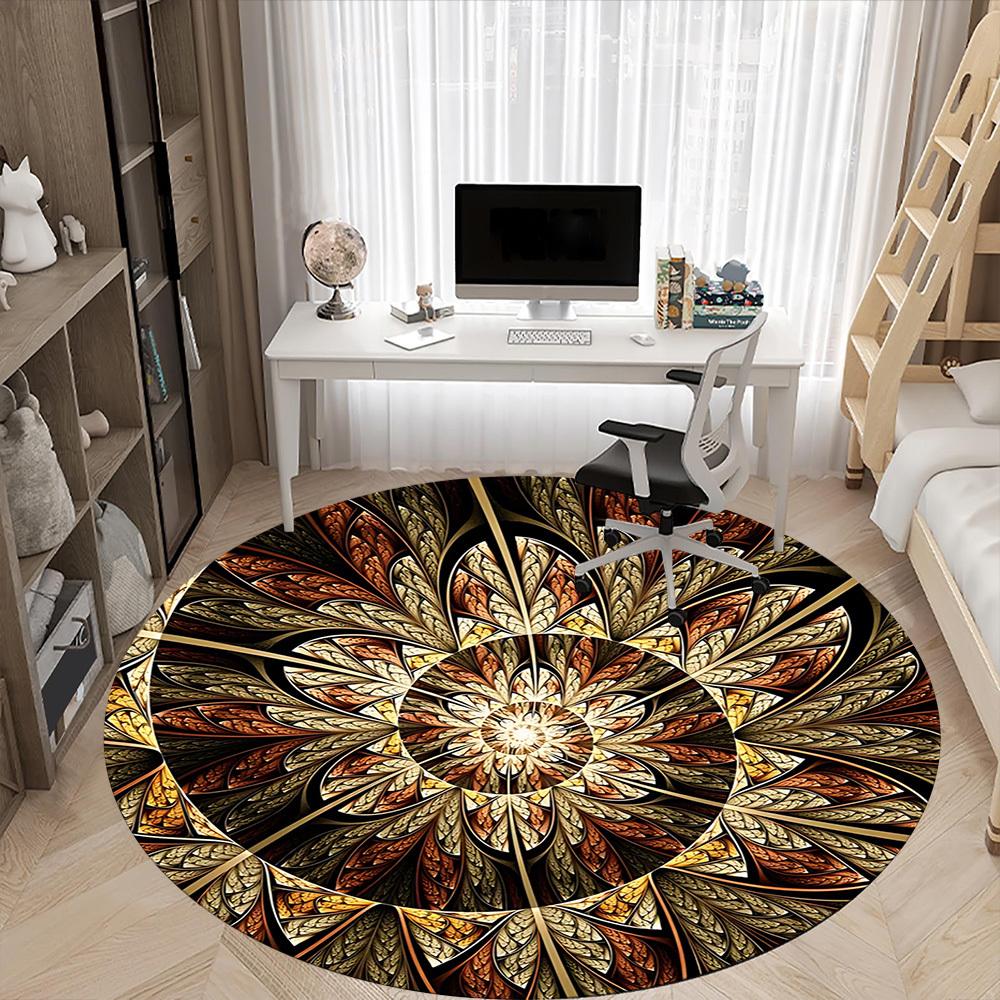 1pc Stained Glass Mandala Chair Carpet for Office, Soft Comfortable Mat For Office, Living Room, Bedroom, Machine Washable Carpet Yy251112097