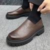 Fashion New Designer Cow Leather Dress Shoes for Men Fashion Casual Platform Men's Loafers Shoes Spring Soft-soled Chelsea Boots Male