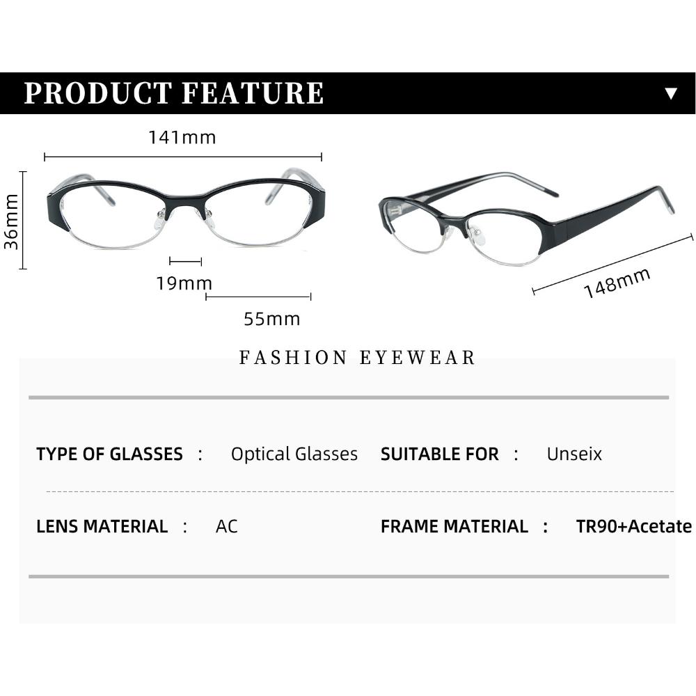 Vintage Cat Eye Glasses TR90 Frame Blue Light Blocking Eyewear Slim Browline Design Unisex Optical Spectacles Clear Lens