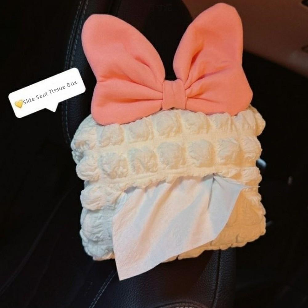 Hanging Type Car Hanging Napkin Holder Bow Paper Organizer Storage Bag  for Car Back Seat