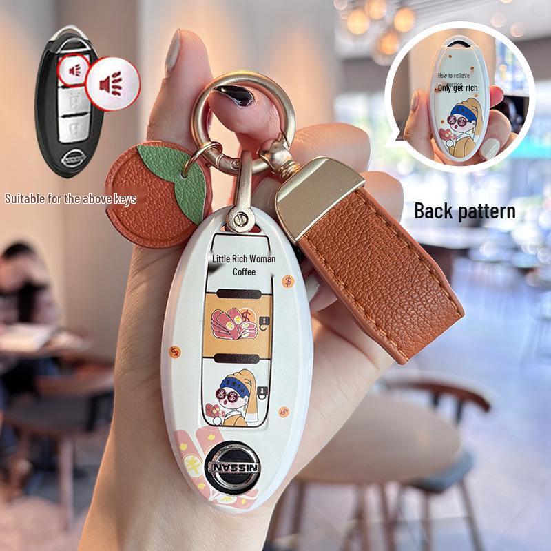 Fashionable Protective Shell for Nissan Qashqai Key - Classic Remote Control Cover with Car Buckle