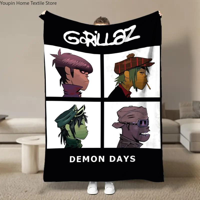 Wirtualny Zespół Rockowy Anime G-Gorillaz Miękkie Kocyki, Koc Grzewczy Komfortowy Koc na Piknik Łóżka Kanapę Domowy Sypialnia