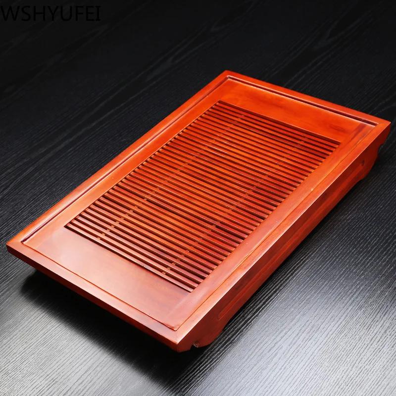 Chinese Traditional Drawer type Solid Wooden tea tray Household Tea table Teaware Organizer High Quality Double-use serving tray