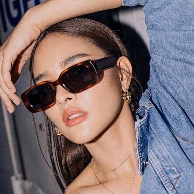 SO&EI Retro Small Rectangle Gradient Sunglasses Women Square Trending Shades UV400 Men Champagne Sun Glasses