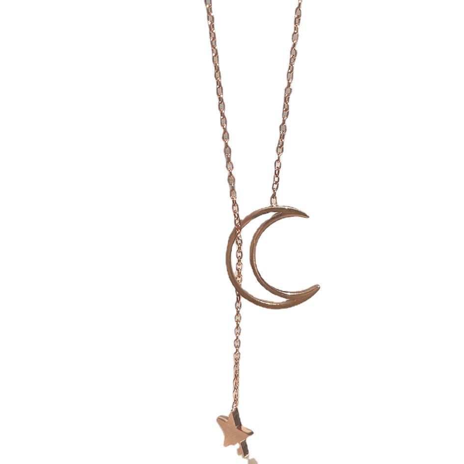 Star Moon Star Titanium Steel Necklace Women'S Autumn And Winter Sweater Chain Does Not Fade Sweet Simple Clavicle Chain