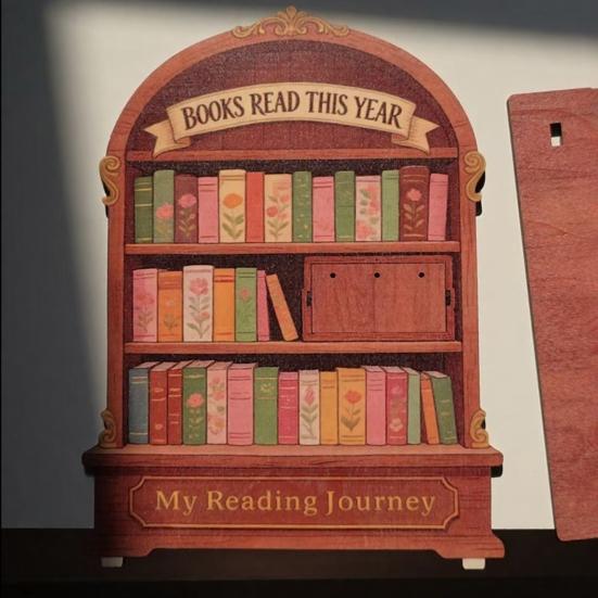Contador de Livros Lidos Este Ano Placa de Rastreamento de Leitura de Madeira para Estante Decoração de Biblioteca Presentes Literários para Amantes de Livros Leitora Compulsiva Mulheres Professor