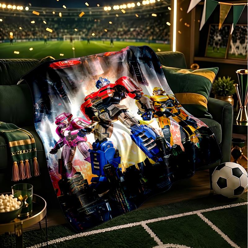 Trans-formers Adventure Throws Blanket Flannel Blankets Plush for Couch Bed Gifts for Men Women Travel picnic blanket Christmas fan gifts