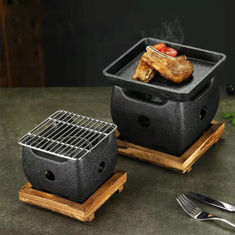Japanese charcoal grill Aluminum alloy tea cooker Small oven Korean style cast iron barbecue dish portable grill korean bbq