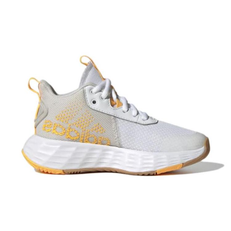New Adidas OwnTheGame 2.0 K Mid Top Children's Basketball Shoes White Black Yellow Kids' H06418