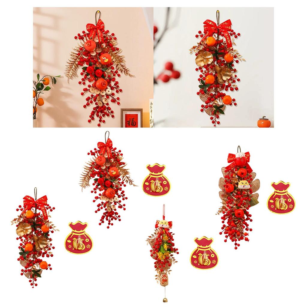 2026 Chinese New Year Decoration with Hook Home Decor Stylish Lunar New Year Swag for Birthday Window Home Holiday Farmhouse