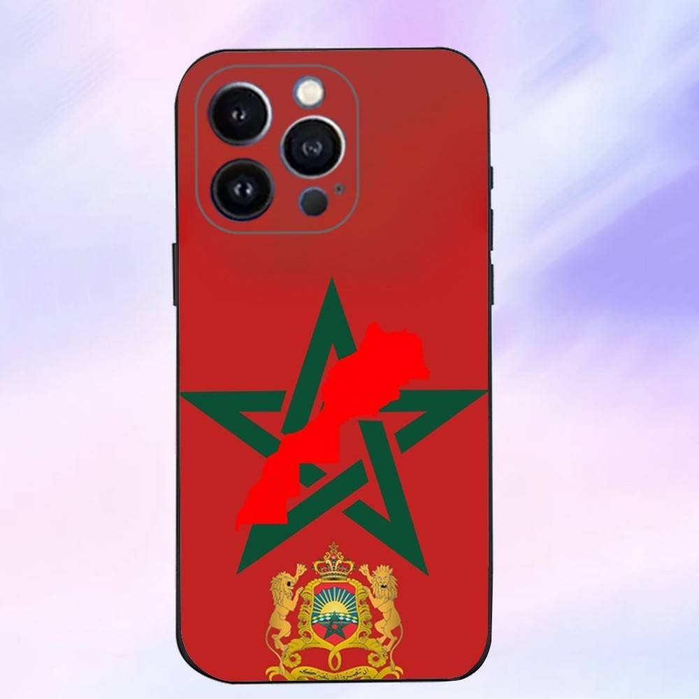 M-Morocco Flag Phone Case For iPhone 16,15,14,13,12,11 Plus,Pro Max,XS,X,XR,SE,Mini,8,7,Soft Silicone Black Cover