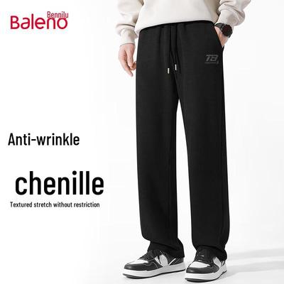 Baleno Herren Locker fallende Chenille-Sweathose mit geradem Bein