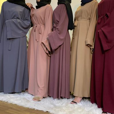 Pure Color Oversized Lace Up Muslim Dress, Muslim Elegant Dress, Showcasing The Beauty of Tradition and Fashion, Showcasing Solemnity and Elegance