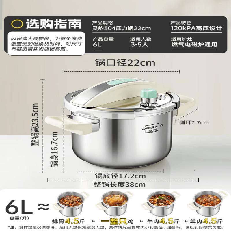 COOKER KING 304 Stainless Steel 6L Pressure Cooker