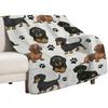Dachshund Dog cartoons cute Throw Blanket Fuzzy Plush Throw Blanket for Sofa Chair