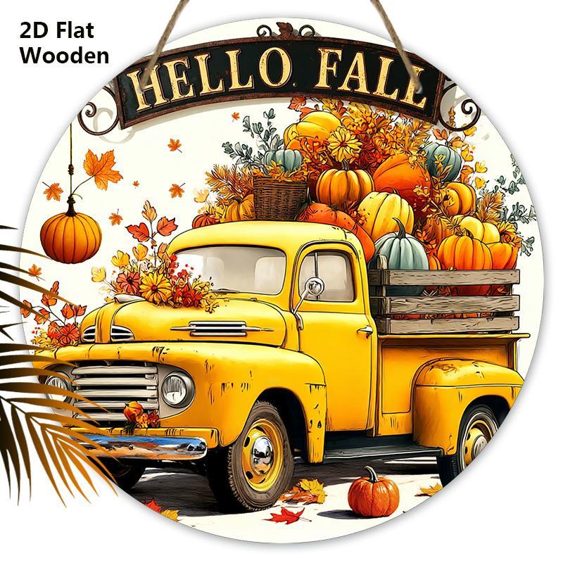 

Деревянная табличка «Осенний урожай» с дизайном в виде желтого грузовика — Уникальные настенные фронтоны с надписью «Hello Fall» — Идеально для входной двери, двора, крыльца, декора комнаты 20cm/7.87in жёлтый