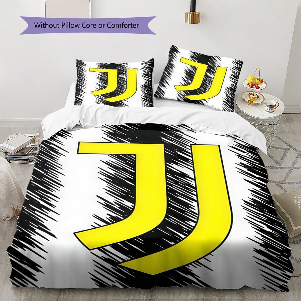Set Copripiumino Trapuntato Juve Federa Federe Decorazione Casa Regalo di Compleanno (1 * copripiumino + 2 * federa, senza nucleo)