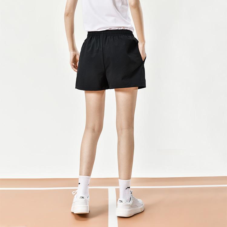 Li-Ning Quick-Dry Elastic Waist Mid-Rise Casual Shorts Unisex Shorts Black AAPU045-1
