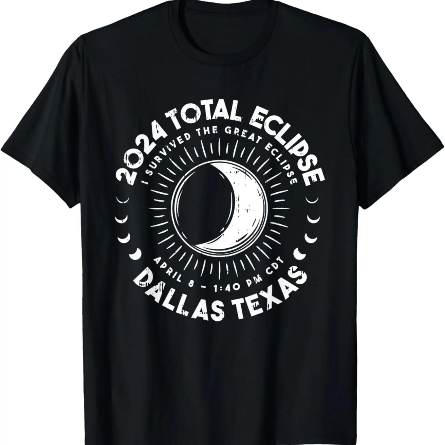 Dallas Texas Total Solar Eclipse April 8 2024 Totality T-Shirt S чёрный