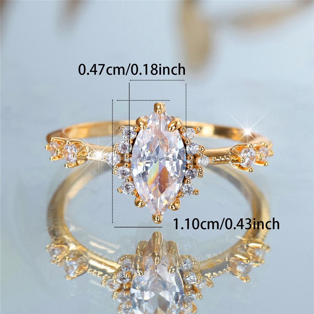 Luxury Female White Zircon Stone Engagement Rings For Women Gold Color Wedding Bands Jewelry Party Gifts