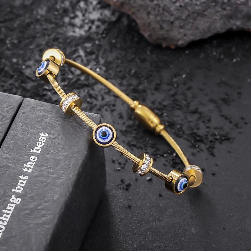 Evil Eye Titanium Steel Non Fading Punk Bracelet Unisex Hip Hop Fashion Jewelry