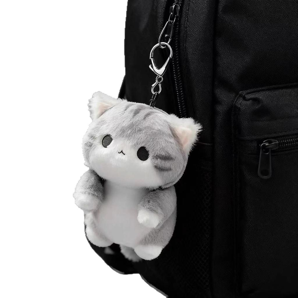 Poupée Peluche Chat Gris Doux Mignon Série Pendentifs Mignons Ornement à Suspendre pour Sac à Dos Cadeau