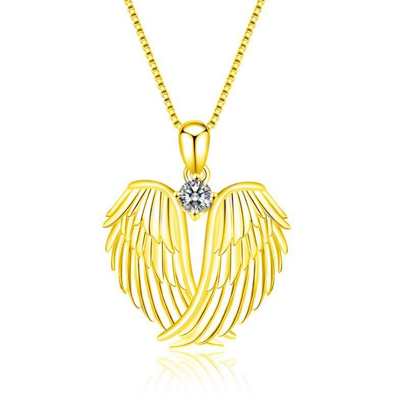 Wish Cross-Border Hot Selling Angel Wings Diamond Necklace - European & American Fashion Popular Women s Pendant.