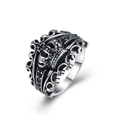 Men Titanium Steel Crown Ring Exaggeration Personality Finger Rings
