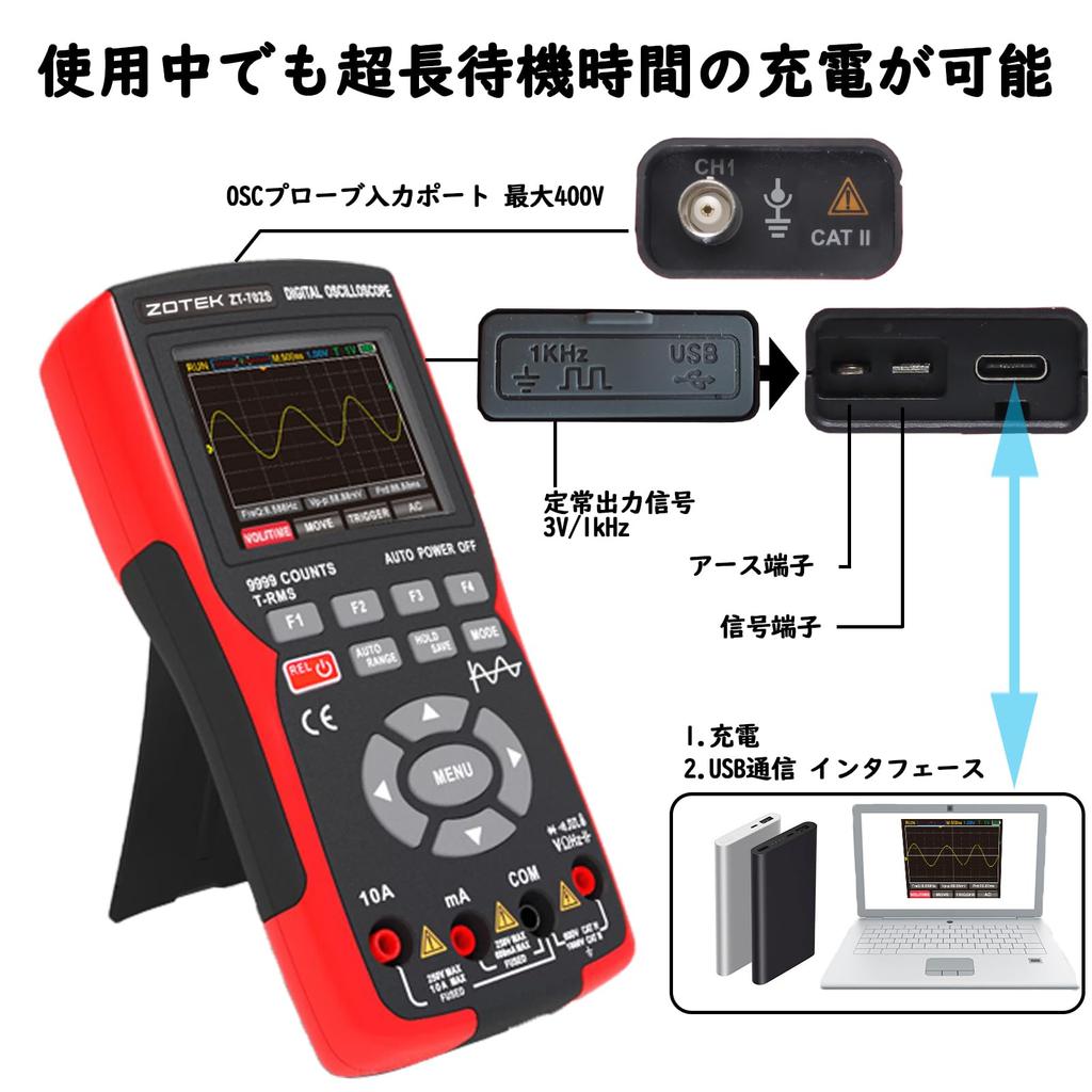 This Handheld Oscilloscope and Multimeter Features 10MHz Bandwidth and High It Combines a Oscilloscope with 9999 Count Digital Multimeter It Features