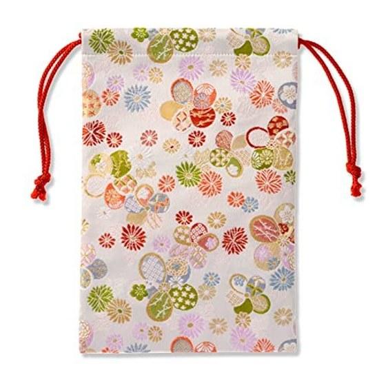 Kyoto Geibido Nishijin Weaving Kinran Goshuincho Holder Pouch Made Japan (White Flower)