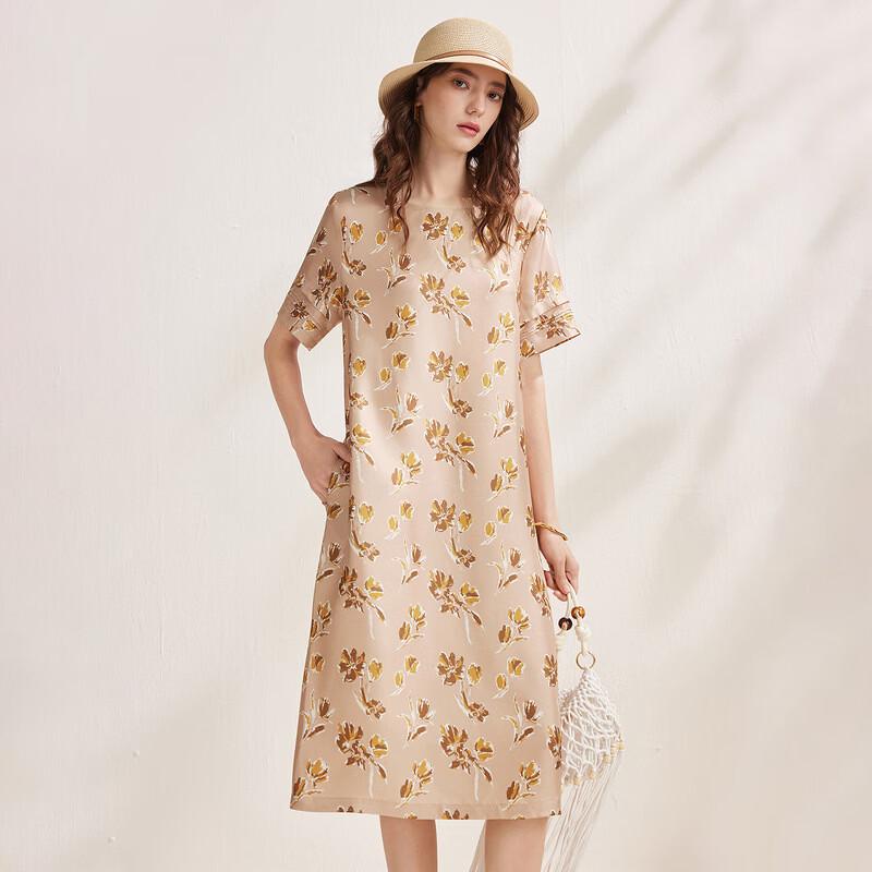 Zhaojun 2026 Summer Mulberry Silk Short-Sleeve Printed Midi Dress