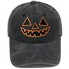 Cross-border Bestseller: Washed Soft-Top Casual Baseball Cap for Men and Women with Halloween Embroidered Pumpkin Smiley Face