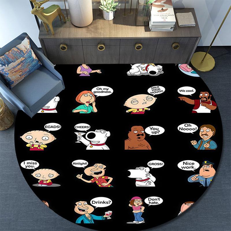 Family Guy Cartoon Pattern Round rug,Carpet Rug for Living Room Bedroom Playroom ,Non-slip Floor Mat,Holiday Gifts and Birthday Gifts.